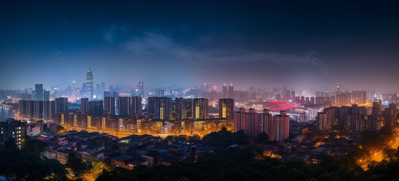 夜晚航拍城市景色建筑灯光闪耀的全景摄影图,高清,摄影图,摄影图片,图片大全,摄影图免费下载